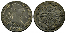 Charles III (1759-1788). 4 maravedis. 1776. Segovia. (Cal-56). Ae. 5,29 g. VF. Est...18,00. 

Spanish Description: Carlos III (1759-1788). 4 maraved...