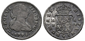 Charles III (1759-1788). 1 real. 1778/6. Madrid. CF. (Cal-unlisted). Ag. 2,82 g. Clear overdate. Rectified assayer mark. Minor hairlines on obverse. B...