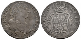 Charles III (1759-1788). 2 reales. 1788. Madrid. M. (Cal-640). Ag. 5,88 g. Minor scratches. Almost VF/VF. Est...40,00. 

Spanish Description: Carlos...