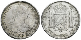 Charles III (1759-1788). 8 reales. 1772. Mexico. MF. (Cal-1104). Ag. 26,65 g. Toned. Inverted mintmark and assayers. Almost VF. Est...75,00. 

Spani...