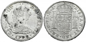 Charles III (1759-1788). 8 reales. 1772. Mexico. FM. (Cal-1104). Ag. 26,90 g. Inverted mintmark and assayer. Cleaned. Choice VF. Est...200,00. 

Spa...