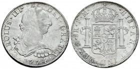 Charles III (1759-1788). 8 reales. 1774. Mexico. FM. (Cal-1108). Ag. 26,94 g. Original luster. Almost XF/XF. Est...250,00. 

Spanish Description: Ca...