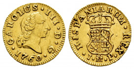Charles III (1759-1788). 1/2 escudo. 1760. Madrid. JP. (Cal-1242). Ag. 1,76 g. Flat crown. Minor scratches on obverse. Choice VF. Est...160,00. 

Sp...