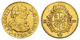 Charles III (1759-1788). 1/2 escudo. 1786. Madrid. DV. (Cal-1280). Au. 1,73 g. Choice VF/Almost XF. Est...150,00. 

Spanish Description: Carlos III ...