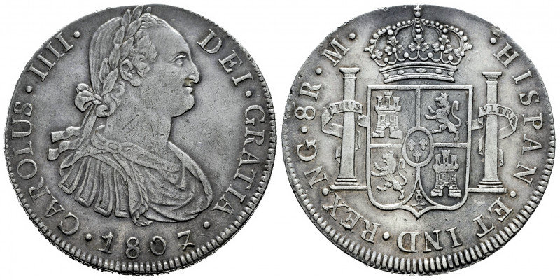 Charles IV (1788-1808). 8 reales. 1807. Guatemala. M. (Cal-902). Ag. 26,92 g. Tw...