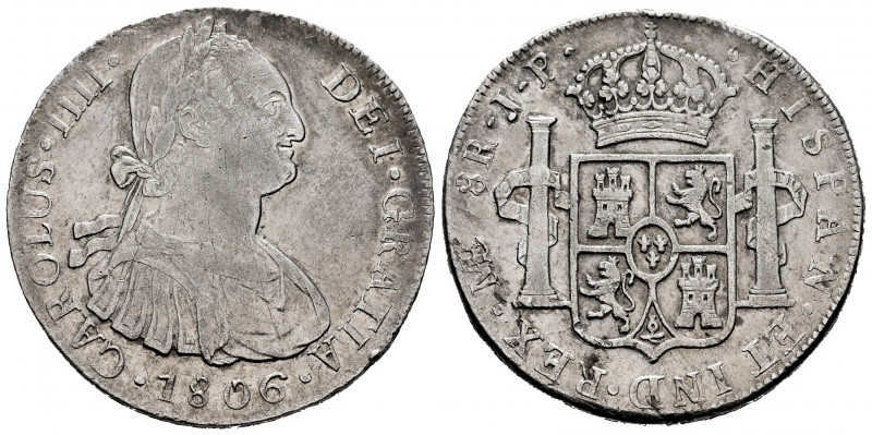 Charles IV (1788-1808). 8 reales. 1806. Lima. JP. (Cal-926). Ag. 27,29 g. Small ...