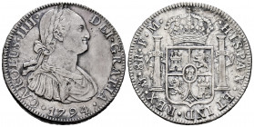 Charles IV (1788-1808). 8 reales. 1794. Mexico. FM. (Cal-956). Ag. 26,99 g. Choice VF. Est...90,00. 

Spanish Description: Carlos IV (1788-1808). 8 ...