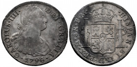 Charles IV (1788-1808). 8 reales. 1796. Mexico. FM. (Cal-959). Ag. 26,96 g. VF/Choice VF. Est...50,00. 

Spanish Description: Carlos IV (1788-1808)....