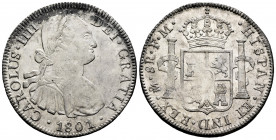 Charles IV (1788-1808). 8 reales. 1801. Mexico. FM. (Cal-970). Ag. 26,94 g. With some original luster remaining. Choice VF. Est...60,00. 

Spanish D...