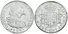 Charles IV (1788-1808). 8 reales. 1805. Mexico. TH. (Cal-988). Ag. 26,90 g. Minor hairlines. Almost XF/XF. Est...150,00. 

Spanish Description: Carl...