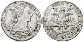 Charles IV (1788-1808). "Proclamation" medal. 1789. Potosí. (Ha-187). (Medina-214). (Rah-427). Ag. 23,71 g. Finely repaired perforation and punch mark...