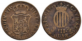 Ferdinand VII (1808-1833). 3 quartos. 1814. Mallorca. (Cal-14). Ae. 7,08 g. Choice F. Est...25,00. 

Spanish Description: Fernando VII (1808-1833). ...