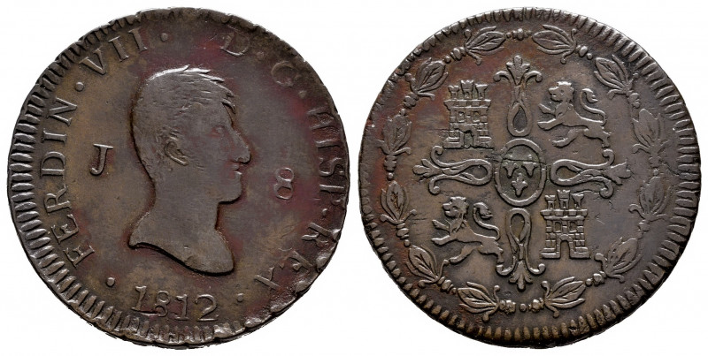 Ferdinand VII (1808-1833). 8 maravedis. 1812. Jubia. (Cal-190). Ae. 10,59 g. Bar...