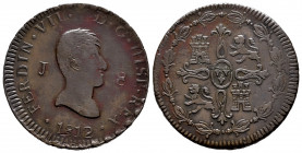 Ferdinand VII (1808-1833). 8 maravedis. 1812. Jubia. (Cal-190). Ae. 10,59 g. Bare bust. Scarce. Choice VF. Est...70,00. 

Spanish Description: Ferna...