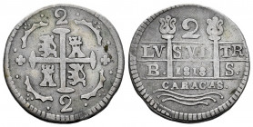 Ferdinand VII (1808-1833). 2 reales. 1818. Caracas. BS. (Cal-729). Ag. 5,15 g. Lions and castles. Almost VF/VF. Est...400,00. 

Spanish Description:...