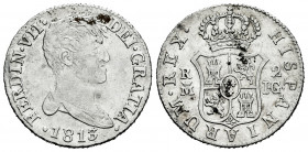 Ferdinand VII (1808-1833). 2 reales. 1813. Madrid. IG. (Cal-825). Ag. 5,87 g. VF. Est...100,00. 

Spanish Description: Fernando VII (1808-1833). 2 r...