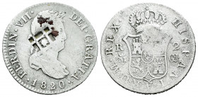 Ferdinand VII (1808-1833). 2 reales. 1820. Madrid. GJ. (Cal-836). Ag. 5,40 g. Vique's (Cuba) counterstamp. Cleaned. F. Est...30,00. 

Spanish Descri...