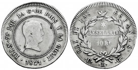 Ferdinand VII (1808-1833). 10 reales. 1821. Bilbao. UG. (Cal-1023). Ag. 13,43 g. "Cabezon" type. Almost VF. Est...40,00. 

Spanish Description: Fern...