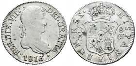 Ferdinand VII (1808-1833). 8 reales. 1813. Cadiz. CJ. (Cal-1153). Ag. 26,82 g. Scarce. Almost VF. Est...300,00. 

Spanish Description: Fernando VII ...