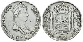 Ferdinand VII (1808-1833). 8 reales. 1821. Guadalajara. FS. (Cal-1210). Ag. 26,68 g. Holed. Cleaned. VF/Choice VF. Est...60,00. 

Spanish Descriptio...