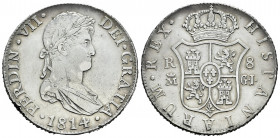 Ferdinand VII (1808-1833). 8 reales. 1814. Madrid. GJ. (Cal-1268). Ag. 27,01 g. Raya en anverso. Golpecitos en el canto. Limpiada. Choice VF. Est...18...