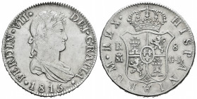 Ferdinand VII (1808-1833). 8 reales. 1815. Madrid. GJ. (Cal-1269). Ag. 26,77 g. Choice VF. Est...220,00. 

Spanish Description: Fernando VII (1808-1...