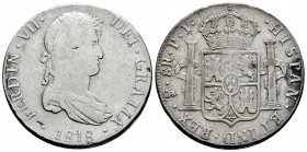 Ferdinand VII (1808-1833). 8 reales. 1818. Potosí. PJ. (Cal-1382). Ag. 26,81 g. Choice F/Almost VF. Est...50,00. 

Spanish Description: Fernando VII...