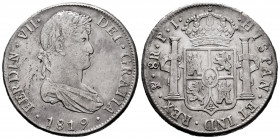 Ferdinand VII (1808-1833). 8 reales. 1819. Potosí. PJ. (Cal-1383). Ag. 26,88 g. Toned. Minor nick on edge. VF/Choice VF. Est...150,00. 

Spanish Des...