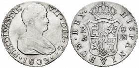 Ferdinand VII (1808-1833). 8 reales. 1809. Sevilla. CN. (Cal-1412). Ag. 26,94 g. Choice VF. Est...250,00. 

Spanish Description: Fernando VII (1808-...