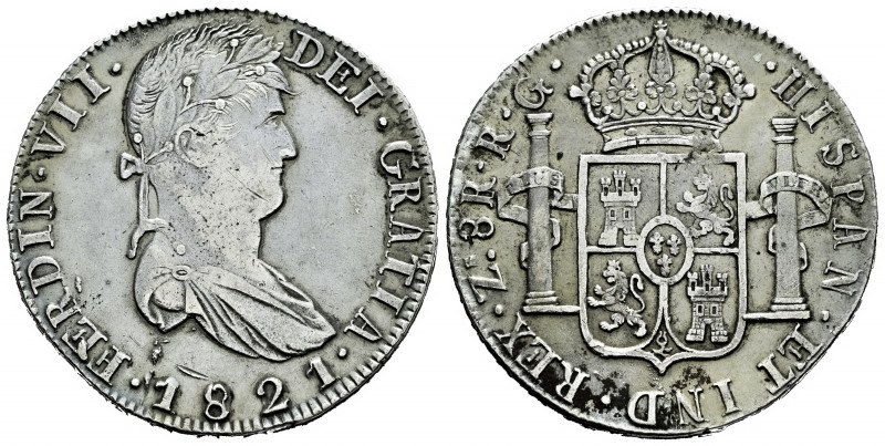 Ferdinand VII (1808-1833). 8 reales. 1821. Zacatecas. RG. (Cal-1465). Ag. 26,68 ...