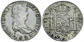 Ferdinand VII (1808-1833). 8 reales. 1821. Zacatecas. RG. (Cal-1465). Ag. 26,68 g. VF. Est...80,00. 

Spanish Description: Fernando VII (1808-1833)....