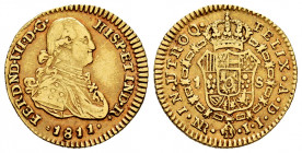 Ferdinand VII (1808-1833). 1 escudo. 1811. Santa Fe de Nuevo Reino. JJ. (Cal-1547). (Restrepo-122/9). Au. 3,34 g. Bust of Charles IV. Rare. Choice VF/...