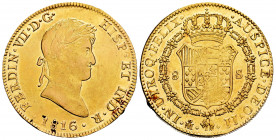 Ferdinand VII (1808-1833). 8 escudos. 1816. Mexico. JJ. (Cal-1794). (Cal onza-1266). Au. 26,98 g. Slightly cleaned obverse. It retains some minor lust...