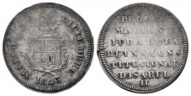Elizabeth II (1833-1868). "Proclamation" medal. 1843. Palma de Mallorca. (Ha-11). (Vives-789). (V.Q.-13419). Ag. 3,07 g. Engraver: B. O. Carlotta Rome...