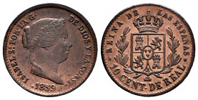 Elizabeth II (1833-1868). 10 centimos de real. 1859. Segovia. (Cal-175). Ae. 3,58 g. Choice VF/Almost XF. Est...40,00. 

Spanish Description: Isabel...