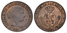 Elizabeth II (1833-1868). 1 centimo de escudo. 1867. Jubia. OM. (Cal-219). Ae. 2,51 g. Almost XF. Est...20,00. 

Spanish Description: Isabel II (183...