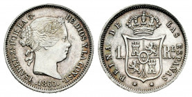 Elizabeth II (1833-1868). 1 real. 1860. Madrid. (Cal-309). Ag. 1,25 g. AU. Est...100,00. 

Spanish Description: Isabel II (1833-1868). 1 real. 1860....