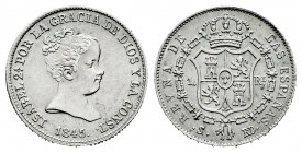 Elizabeth II (1833-1868). 1 real. 1845. Sevilla. RD. (Cal-316). Ag. 1,48 g. Almost XF. Est...70,00. 

Spanish Description: Isabel II (1833-1868). 1 ...