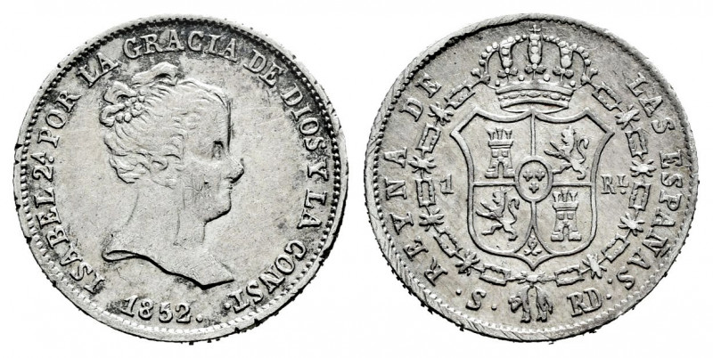 Elizabeth II (1833-1868). 1 real. 1852. Sevilla. RD. (Cal-320). Ag. 1,24 g. Mino...