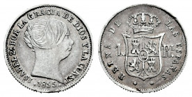 Elizabeth II (1833-1868). 1 real. 1855. Sevilla. (Cal-323). Ag. 1,26 g. Choice VF. Est...25,00. 

Spanish Description: Isabel II (1833-1868). 1 real...