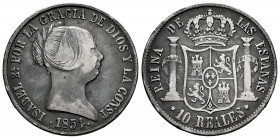 Elizabeth II (1833-1868). 10 reales. 1854. Sevilla. (Cal-551). Ag. 12,76 g. Almost VF. Est...35,00. 

Spanish Description: Isabel II (1833-1868). 10...
