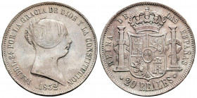 Elizabeth II (1833-1868). 20 reales. 1852. Madrid. (Cal-594). Ag. 25,99 g. Choice VF. Est...150,00. 

Spanish Description: Isabel II (1833-1868). 20...