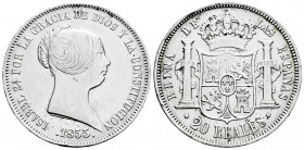 Elizabeth II (1833-1868). 20 reales. 1855. Madrid. (Cal-597). Ag. 25,75 g. Cleaned. VF. Est...110,00. 

Spanish Description: Isabel II (1833-1868). ...