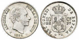 Alfonso XII (1874-1885). 10 centavos. 1885. Manila. (Cal-102). Ag. 2,56 g. Plenty of original luster. Ex Ogando collection. Almost MS. Est...100,00. ...