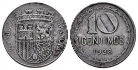 II Republic (1931-1939). 10 centimos. 1938. Madrid. (Cal-9). Fe. 3,81 g. Minimal rust. Very rare. Ex Ogando collection. AU. Est...1500,00. 

Spanish...