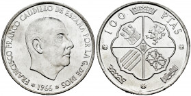 Spanish State (1936-1975). 100 pesetas. 1966*19-68. Madrid. (Cal-147). Ag. 19,04 g. Plenty of original luster. Mint state. Est...25,00. 

Spanish De...