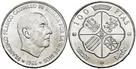 Spanish State (1936-1975). 100 pesetas. 1966*19-68. Madrid. (Cal-147). Ag. 19,07 g. Plenty of original luster. Almost MS/Mint state. Est...25,00. 

...