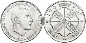 Spanish State (1936-1975). 100 pesetas. 1966*19-68. Madrid. (Cal-147). Ag. 18,97 g. Plenty of original luster. Almost MS/Mint state. Est...25,00. 

...