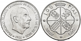 Spanish State (1936-1975). 100 pesetas. 1966*19-68. Madrid. (Cal-147). Ag. 19,22 g. Plenty of original luster. Mint state. Est...25,00. 

Spanish De...