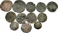 Lot of 12 coins from the Middle Ages. Variety of Kings, values and mints, Includes some rare ones such as: Cornado of Enricus III from Villalón, 1 Mar...